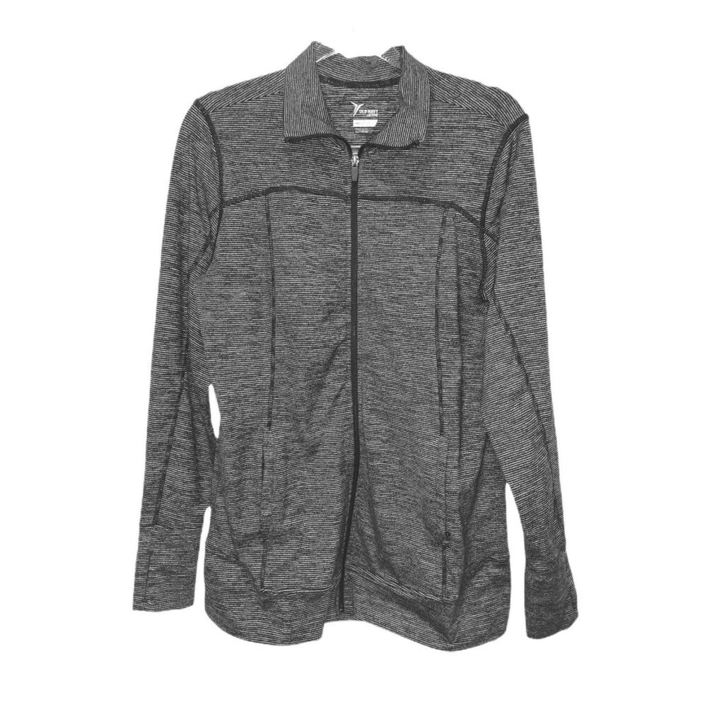 Old Navy Active Gray Heather Zip Front Jacket Size L Sports Gym Workout Running